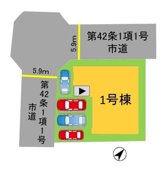 【区画図】 | 大野城市若草2丁目2期・平屋　1号棟（全1棟）【仲介手数料無料・0円】 | 区画図です。1号棟