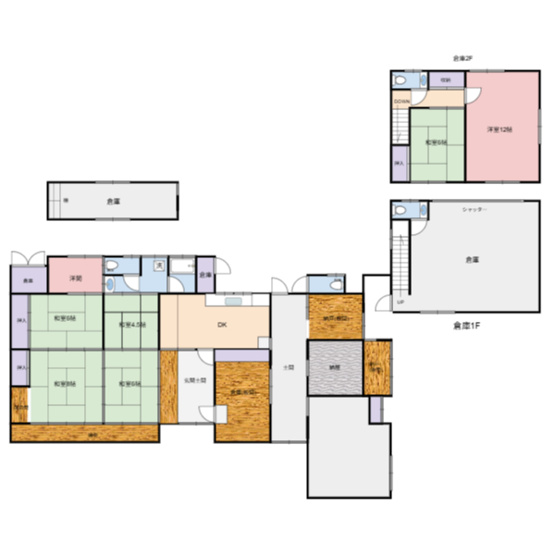 【間取り】 | 北区建部町富沢古民家 | 間取り図は凡そのため、現状を優先します。