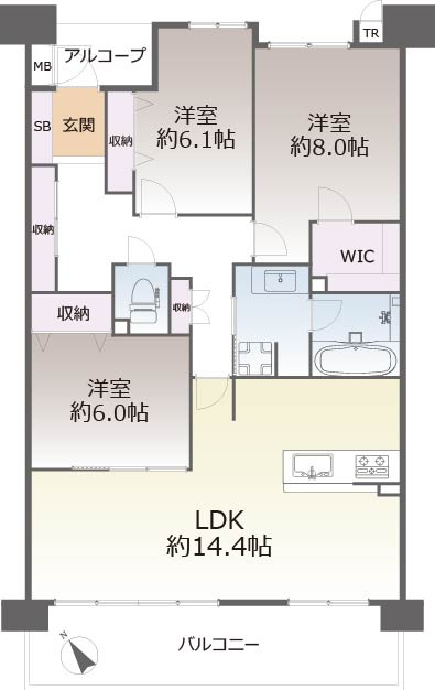 ルネヒューマンズガーデンパラディオB棟の間取り