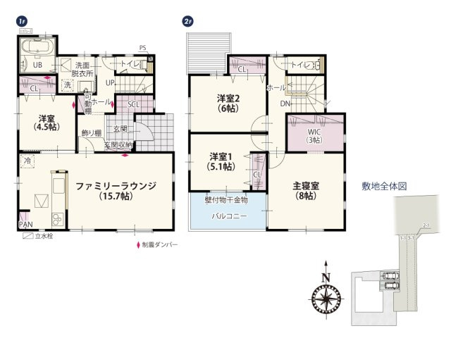 【間取り】 | 南に面したLDKは自然光をとり入れやすい明るく暖かい団らんスペースです♪ 3帖のウォークインクローゼットは洋服だけではなくスーツケースなどの大きな物もラクラク入れられる便利な広々収納！