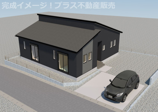 【外観】 | 糟屋郡須恵町須恵25期・平屋　1号棟（全1棟）【仲介手数料無料・0円】 | 完成イメージの外観パースです。