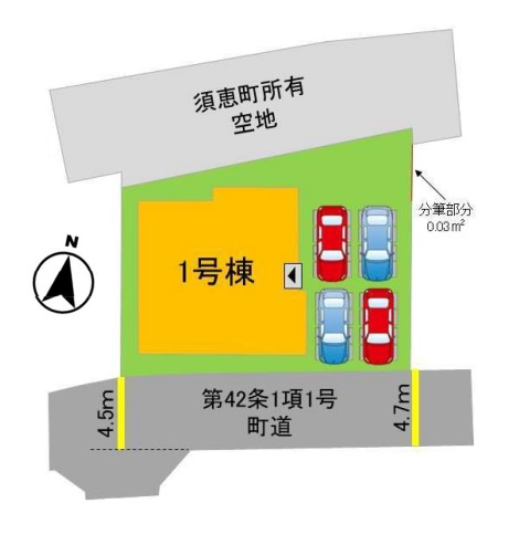 【区画図】 | 糟屋郡須恵町須恵25期・平屋　1号棟（全1棟）【仲介手数料無料・0円】 | 区画図です。1号棟