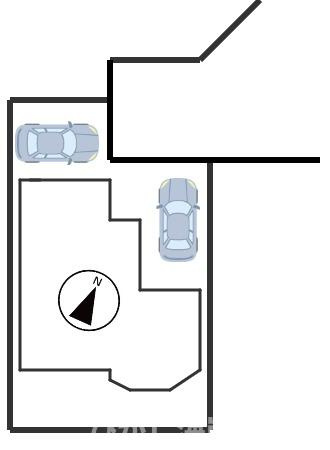 平塚市御殿3　中古戸建の区画図|敷地内2台駐車可。カーライフに安心のゆとり区画。