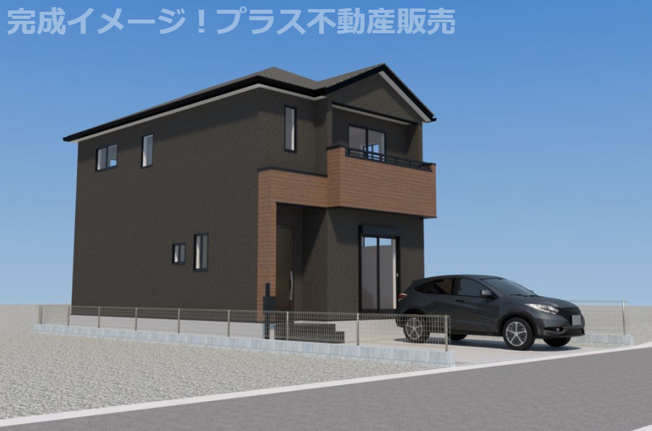 【外観】 | 糟屋郡志免町志免2丁目7期　1号棟（全1棟）【仲介手数料無料・0円】 | 完成イメージの外観パースです。