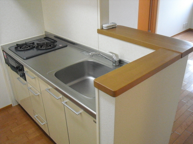 パークサイド西川のキッチン|料理の幅も広がる　対面式ガス２口システムキッチン