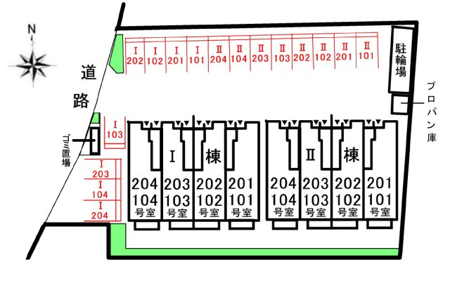 マンモス　よこやま　Ⅱの区画図|駐車場