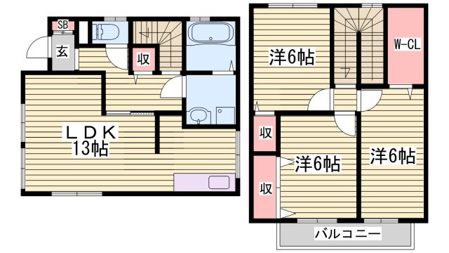 柚垣様戸建借家Ⅲ　Ｃの間取り