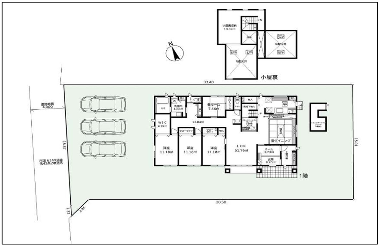 東松山市上野本　未入居住宅（平屋建て）太陽光システム搭載の間取り