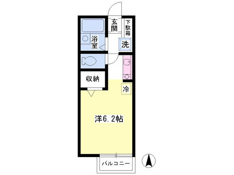 20.12平米　洋室6.2帖のワンルーム！