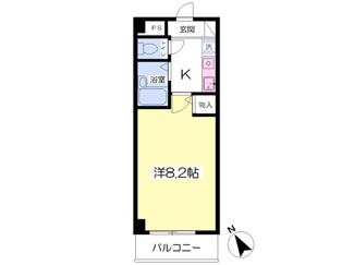 22.07平米　駅近！洋室8.2帖の１Ｋ！