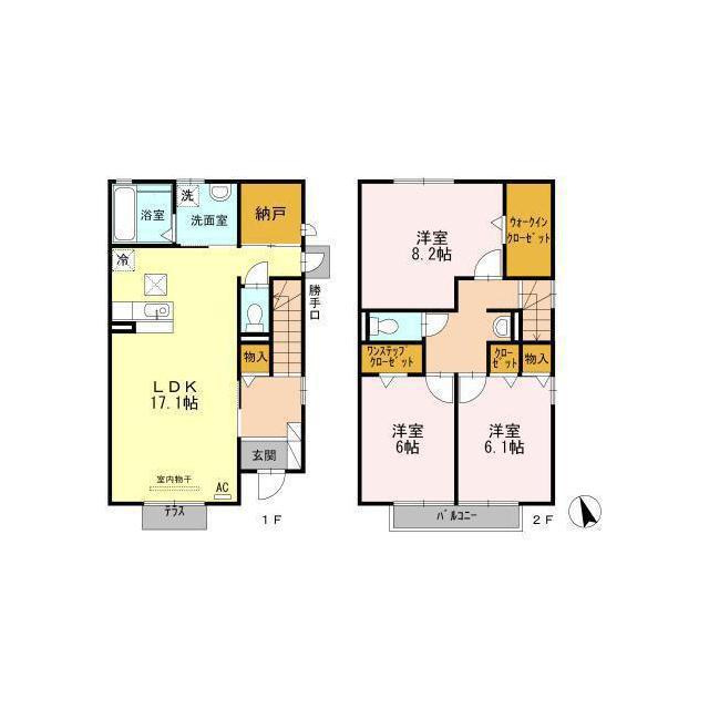 各務原市蘇原新栄町１丁目のアパートの間取り