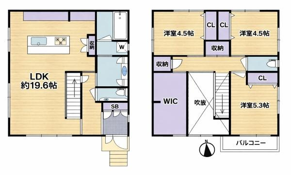 柏原市国分市場２丁目　一戸建の間取り