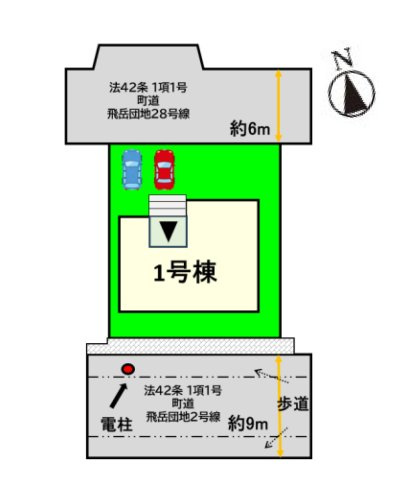 糟屋郡宇美町とびたけ3丁目第2-1棟（1号棟）の区画図|配置図(1号棟)