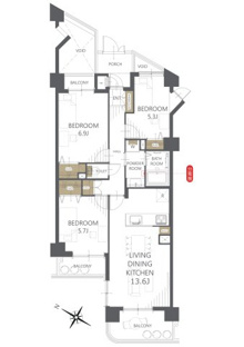 【間取り】サントゥール八木 