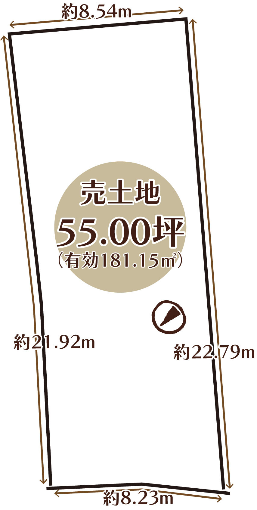 嵐山茶尻町3期　建築条件無土地　１号地の区画図