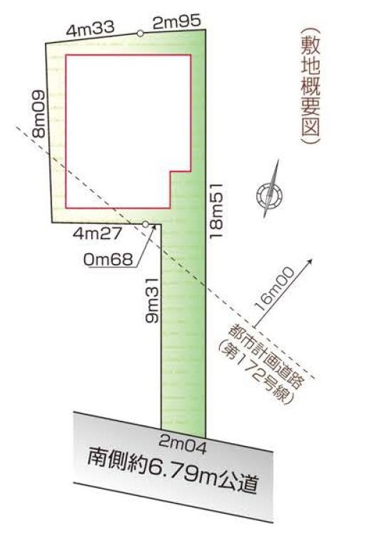 練馬区旭丘2丁目 限定1棟の区画図|土地面積(借地面積)79.53㎡ 南側約6.79ｍ公道に面しております