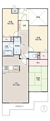 サンマンションアトレ猫ヶ洞の間取り