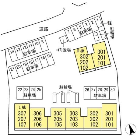フラッツ酒井根　Ⅱ号棟の区画図