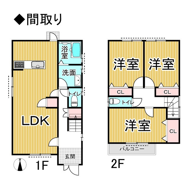 上京区 浮田町 B号地 新築戸建の間取り