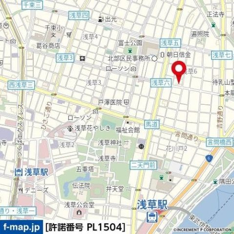 台東区浅草６丁目の賃貸マンションの地図