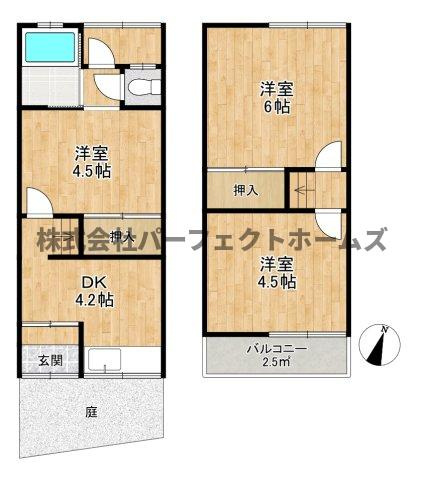 黒原旭町戸建　賃貸の間取り