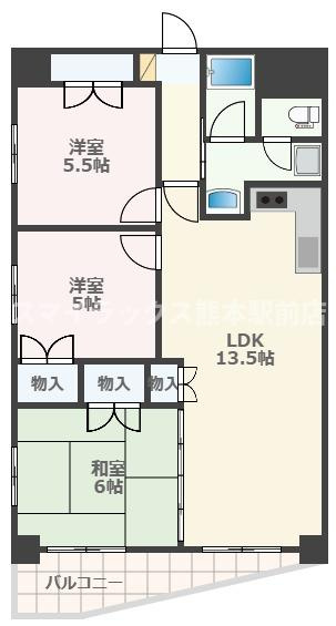 ヒルクレストフォーエス水前寺の間取り