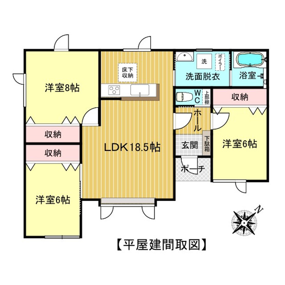 【間取り】 | 北見市小泉２４４番地１４　平家建中古売家