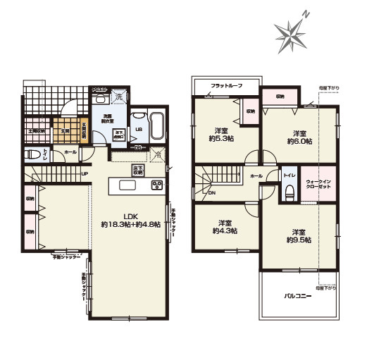 上尾市緑丘　9期　新築一戸建て　グレース　01の間取り|【全2棟・1号棟】上尾市緑丘　9期　新築一戸建て　グレース　01・4LDK・土地面積153.30m2・建物面積111.37m2