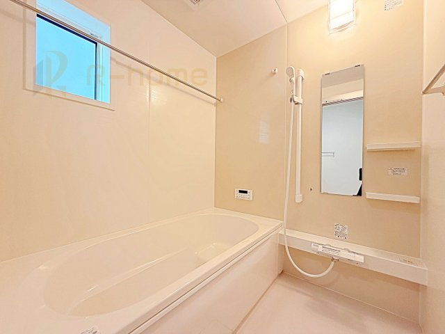 我孫子市青山第1期　新築戸建て　1号棟の浴室|足を伸ばしてもゆったりできるバスルーム♪機能性も取り入れて使い易さも保証します♪
