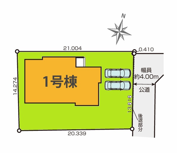 GRACE　水戸市見川　2期 　限定1棟！の区画図|敷地面積ゆったり約88坪。並列駐車可能です。内覧可能です。ご予約はHPから、またお電話でも、お気軽にどうぞ！