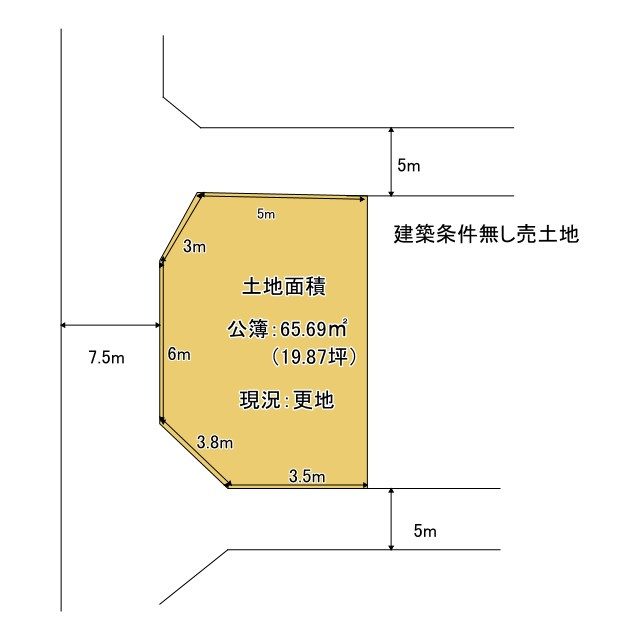 京都市北区西蓮台野町　建築条件無し売土地の土地図