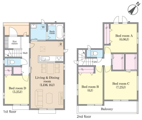 吉川市高久1丁目　新築戸建　全3棟　C号棟の間取り|WIC・ファミリークローク付の4LDK