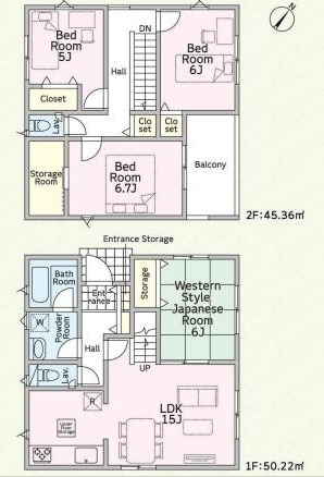 杉戸町下高野第22　新築一戸建て　クレイドルガーデンの間取り|場所を取るシーズンオフの物などをスッキリしまえるストレージ完備♪