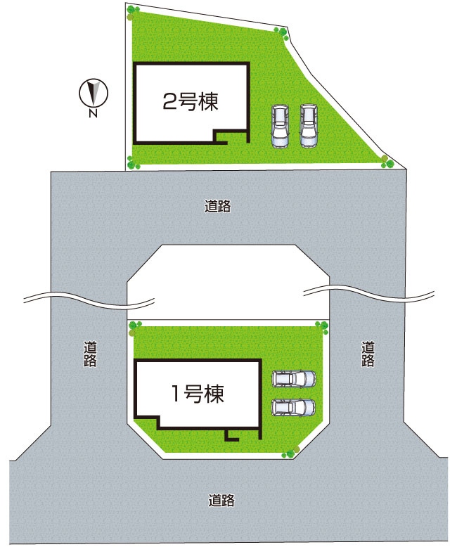 綾部市井倉町日渡り　新築一戸建ての区画図|全２区画