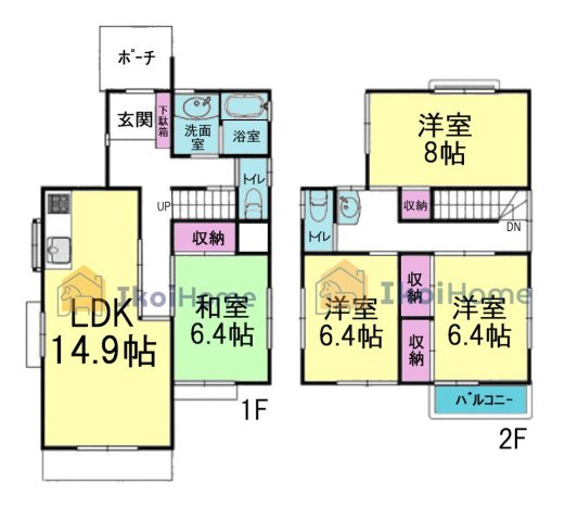 神戸市西区春日台8丁目　中古戸建の間取り|4LDKの間取り！各部屋収納スペース多数！2階に3部屋ございます！