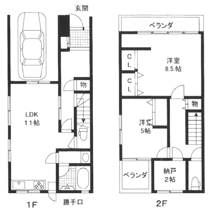 長田区駒ヶ林町3丁目の間取り|車庫付きにリフォーム
