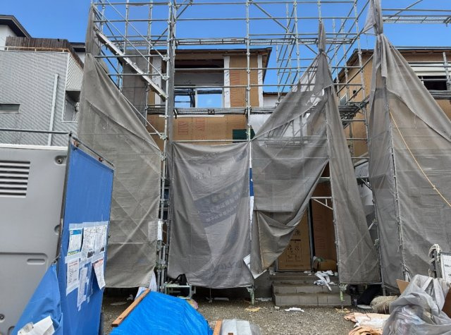 羽曳野市野々上　第2期　新築一戸建ての外観|周辺は落ち着いた街並みの住宅地！子育てがしやすい住環境です！まだ未完成ですが、現地でしかわからない事もございます。是非一度ご覧ください。