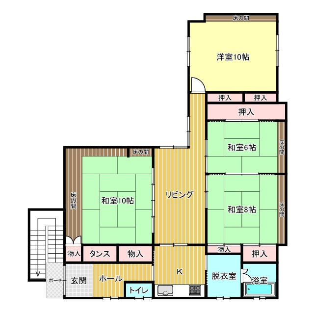 想定年間賃料300万　想定利回り11.65％　木造の間取り