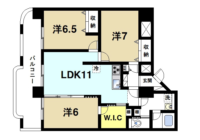 OMマンション東生駒の間取り|3LDKの間取りです