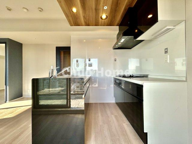 ライジングプレイス浅草弐番館のキッチン|ワイドで収納豊富なシステムキッチン