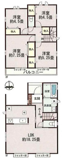 【間取り】 | 【仲介手数料無料！！】府中市日新町3丁目　新築戸建て（全16棟）B号棟　5190万円