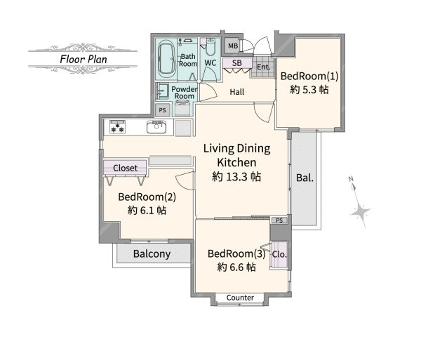 【間取り】 | サーパス和光 | リフォーム済ですので、すぐにでも新しい生活をはじめることができます。
※図面を基に作成しています。現況と異なる場合は現況を優先いたします。