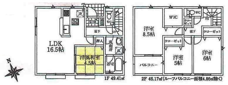 川越市菅間　新築分譲　西武新宿線『本川越駅』より5.0km　【芳野小学区】の間取り