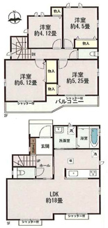 【間取り】 | 【仲介手数料無料！！】府中市日新町3丁目　新築戸建て（全16棟）D号棟　5190万円 | D号棟