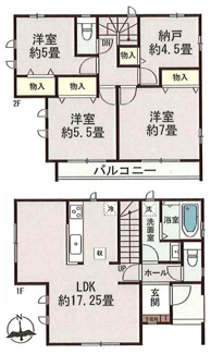 【間取り】 | 【仲介手数料無料！！】府中市日新町3丁目　新築戸建て（全16棟）F号棟　5530万円 | F号棟