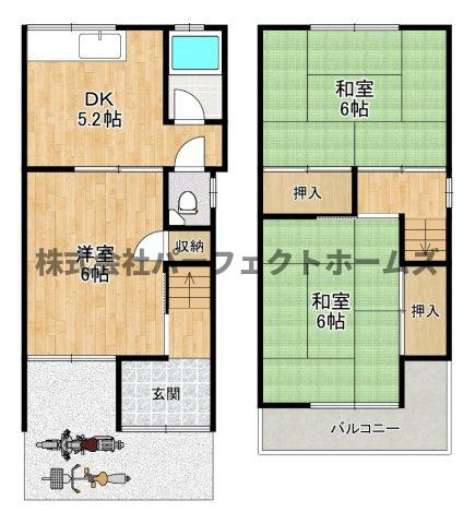長尾家具町2丁目戸建　賃貸の間取り