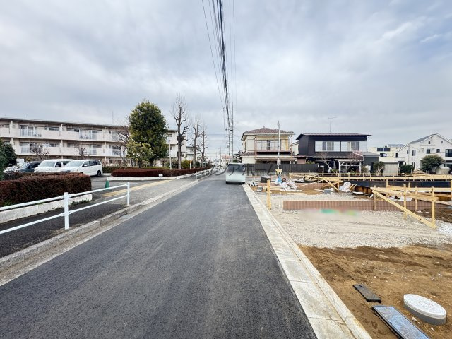 東村山市野口町2丁目・全4棟　新築一戸建　1号棟の前面道路含む現地写真|2026年2月20日撮影
