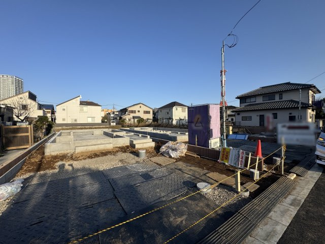 東村山市野口町2丁目・全4棟　新築一戸建　1号棟の前面道路含む現地写真|2026年2月20日撮影