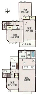 【間取り】 | 【仲介手数料無料！！】府中市日新町3丁目　新築戸建て（全16棟）J号棟　5690万円