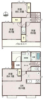 【間取り】 | 【仲介手数料無料！！】府中市日新町3丁目　新築戸建て（全16棟）K号棟　5590万円